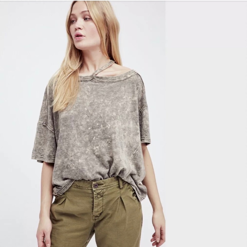 Free People Alex Tee Short Sleeves Army Green NWT